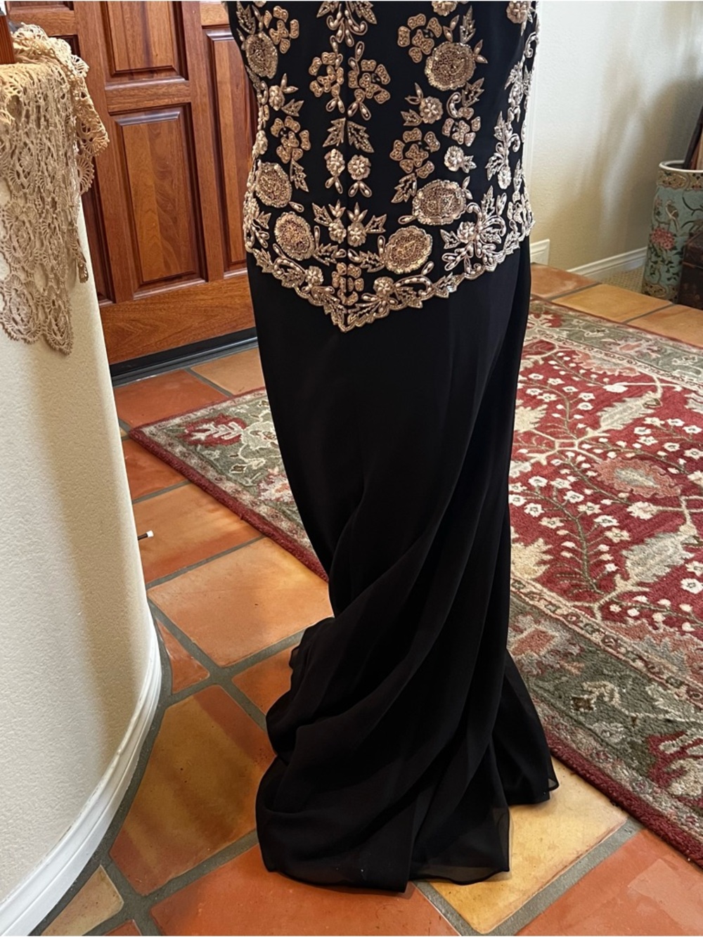 JKara Black Beaded Sleeveless Evening Gown Size 12 - Picture 8 of 13
